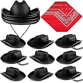 Funtery 20 Pack 10 Sets Kids Cowboy Hat, Western Hats with Red Bandanna for Birthday Party Cosplay, Halloween