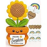 Positive Mini Crochet Sunflower Christmas Desk Decor – You Are Sunshine – Appreciation Gift for Coworker, Teacher, Friend, Employee – Encouragement Plush for Office, Birthday, Thanksgiving