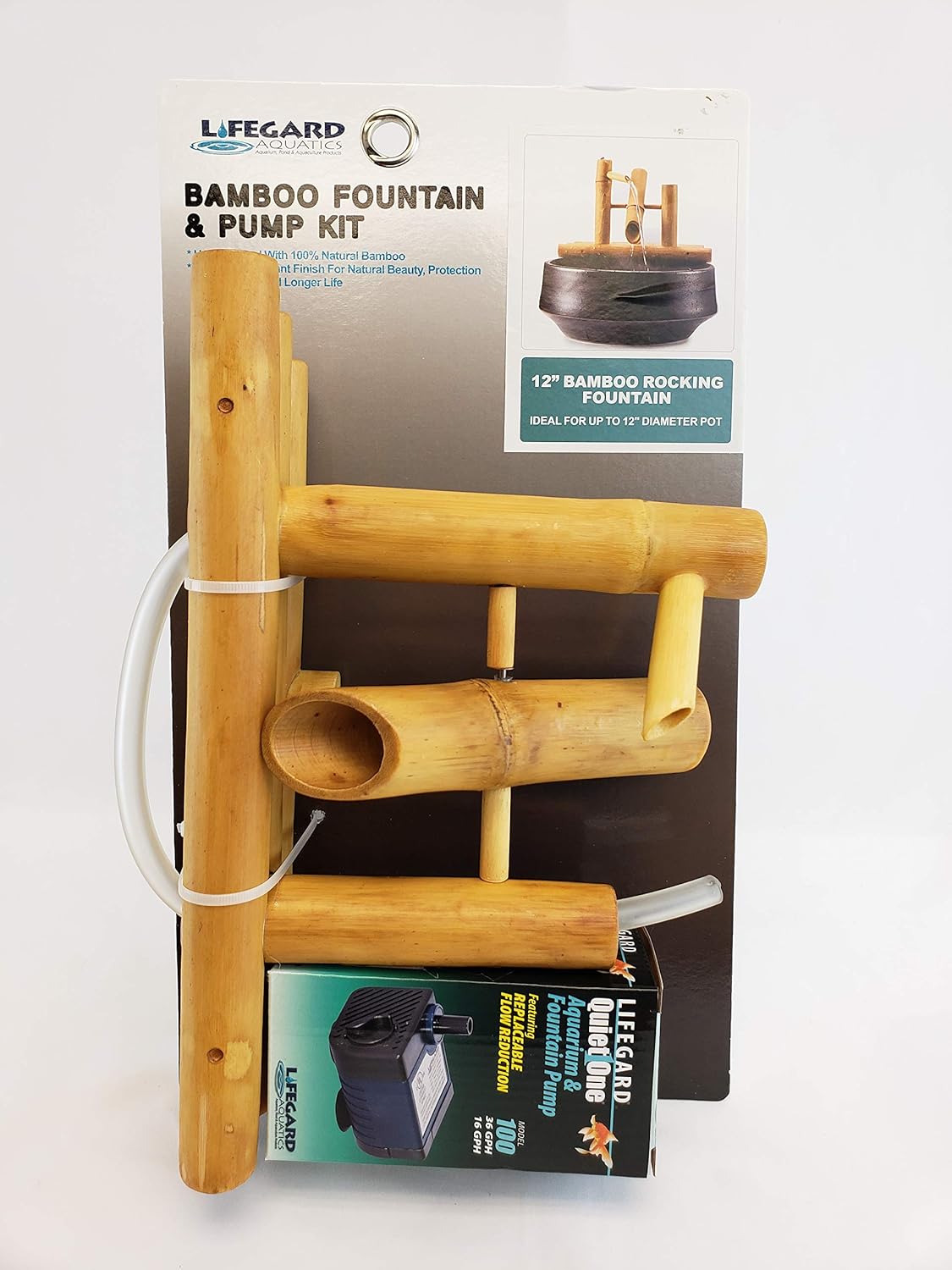 Lifegard Aquatics R440860 Bamboo Rocking Fountain-Complete with Pump/Tubing, 8", Brown : Garden & Outdoor