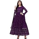 TRENDMALLS Women's Georgette Embroidery Salwar Suit Anarkali Kurta Set with Dupatta