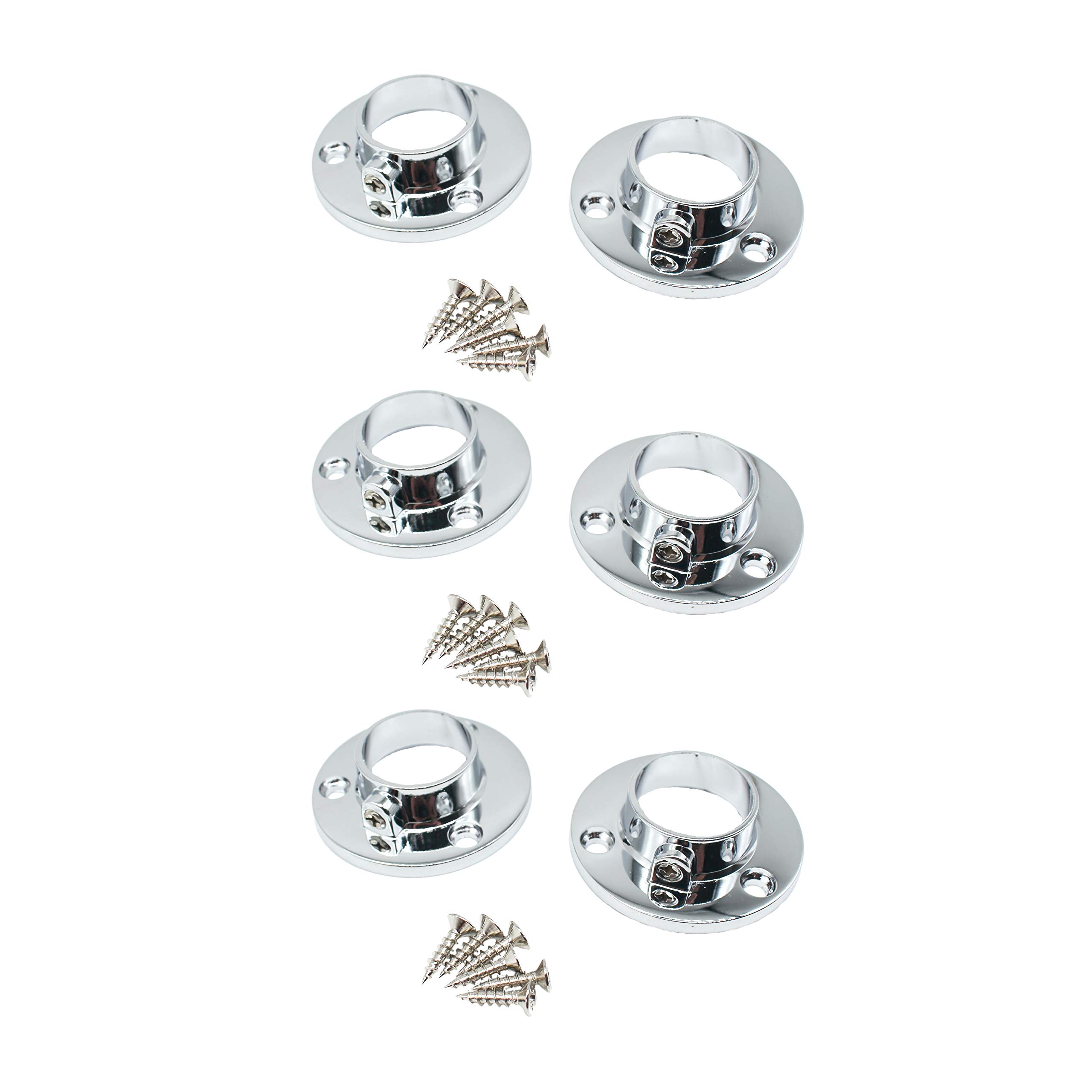 Wardrobe Rail Locking End Socket Suit 25mm Diameter Rail Polished Chrome - Pack of 6