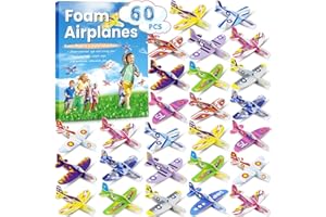 Diteryy 60 Pack Paper Airplanes for Kids Foam Plane Glider Planes Toys Bulk,Assorted ColorsEasy Throwing Paper Airplanes for Party Favors Birthday Classroom Christmas Carnival Prizes Presents