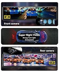 REDTIGER T27 Mirror Dash Cam Front and
