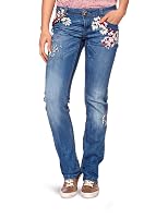 Desigual Damen Jeans – Straight Fit Mit Landschafts-Patch, Aus Nachhaltiger Baumwolle