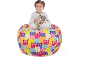 Nobildonna Stuffed Animal Storage Bean Bag Chair Cover Only for Kids Girls Toddler, Large Beanbag Chair Without Filling for Organizing Children Soft Plush Toys