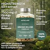 AAVALABS Ginkgo Biloba 7500mg High Strength 180 capsules Vita B6 B1 B2 Zinc view 3