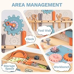 ROBUD Large Wooden Play Tool Workbench Set for Kids