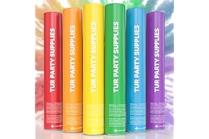 Rainbow Powder Cannons Smoke Bombs Biodegradable Poppers | Assorted 6 Pack | Launch 25 ft | 12 inch | Decorations For Photoshoots, Gender Reveal, Celebrations, Festivals, Parties | TUR Party Supplies