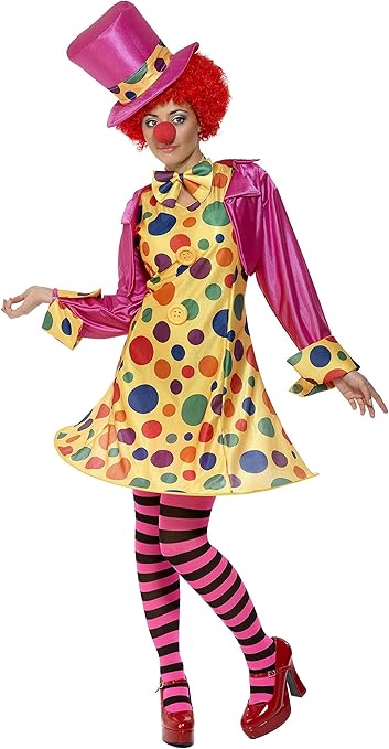 Smiffys Costume Da Clown Donna Multi Colore Abito Con Cappuccio Camicia Papillon Col Amazon It Giochi E Giocattoli