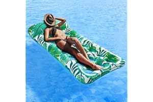 FAUSON Pool Floats Raft - Oversized Pool Float Lounge for Adults, 71.65" X 34.3", Ultra-Comfort Cooling Inflatable Pool Float with Headrest