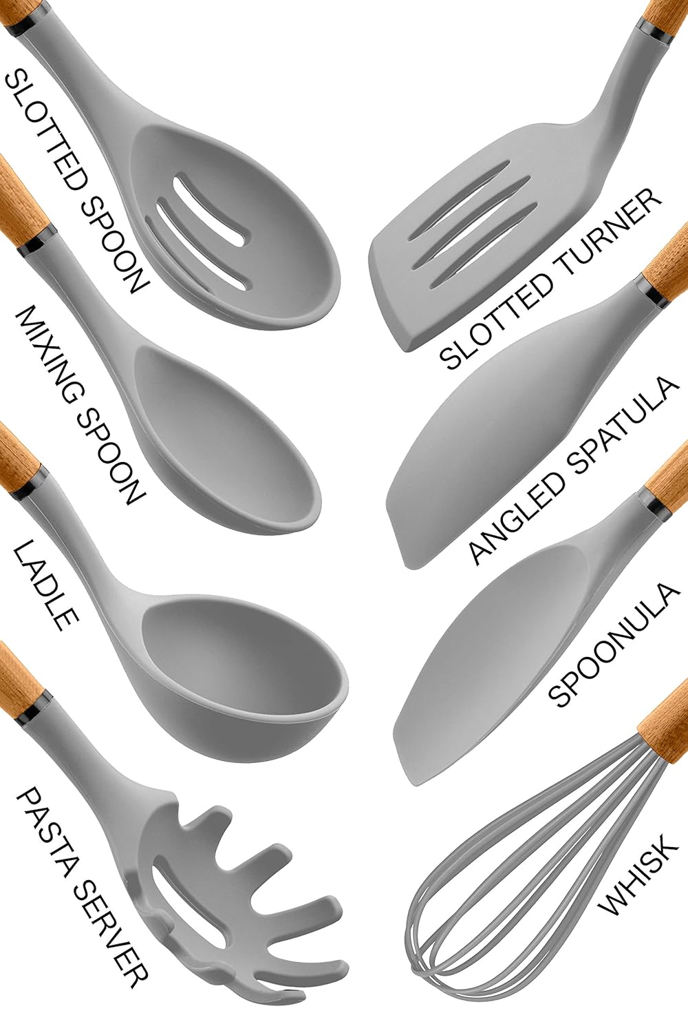 8 Pc Kitchen Utensil Set Kitchen Gadgets And Spatula Set Grey Cooking Utensils For Nonstick Cookware Country Kitchen Silicone Cooking Utensils Easy To Clean Wooden Kitchen Utensils Cooking Utensils Hazelsdiner Kitchen