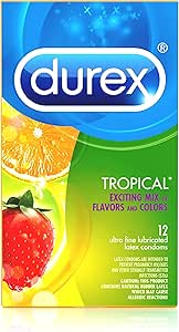 Durex Tropical Flavored Latex Condoms-12 Count