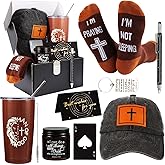 Kolewo4ever 9 Pcs Christian Gifts for Men Dad Religious Gifts for Father Spiritual Religious Catholic Gift Box for Male Friends Co-workers