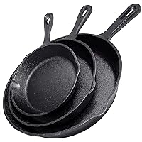 Simple Chef Cast Iron Skillet 3-Piece Set - Best Heavy-Duty Professional Restaurant Chef Quality Pre-Seasoned Pan…