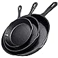Simple Chef Cast Iron Skillet 3-Piece Set - Best Heavy-Duty Professional Restaurant Chef Quality Pre-Seasoned Pan…