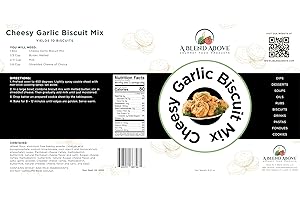 A BLEND ABOVE GOURMET FOOD PRODUCTS A Blend Above Cheesy Garlic Biscuit Mix - Easy to Bake, Makes 10 Biscuits, Breakfast Biscuits, Dinner Biscuits, Biscuit's & Gravy - Biscuit Mix Just Add Water - Perfect Addition to All Meals - 10 Servings