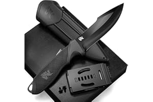 ODENWOLF WOLF-II Full Tang Survival Knife with Sheath and Multi Lok - Strong Tactical Fixed Blade - Made of D2 Steel - Bushcraft and Camping Knife - EDC Outdoor Knife with TPE Handle