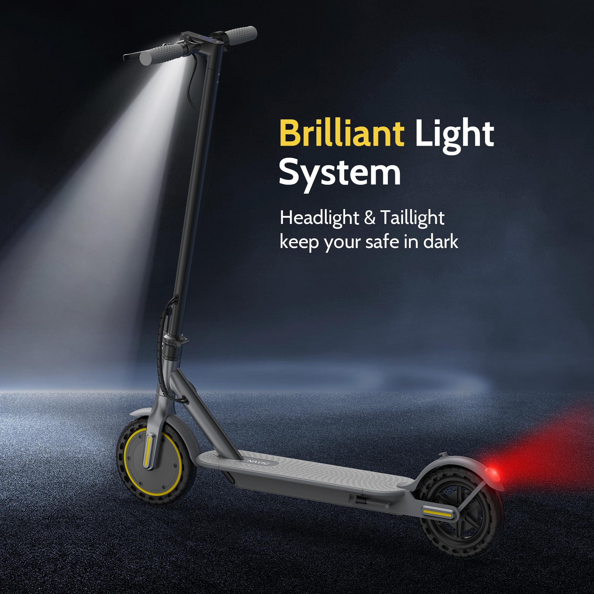 NAVIC Electric Scooter with Dual Suspension/Braking, 350W/500W Motor, 19/22 Mph, Max 22/27/49Mi Range, Foldable E Scooter for Adults with App