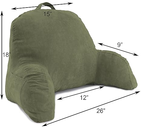 Green Microsuede Bed Rest Reading Pillow Support Bed Backrest