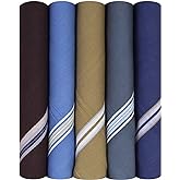 Caruso Italy Men's Premium 100% Pure Cotton Handkerchief Colored Border - (46x46 cm)