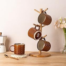 GBHOME 6 OZ Stackable Coffee Mugs, Ceramic Coffee