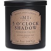 Manly Indulgence 5 O'Clock Shadow Scented Candles for Men, 16.5 oz Single Wick, Premium Soy Blend Wax, 60H Burn, Candles for Home Scented – Made in The USA