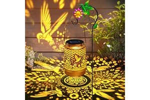 EDOF Solar Lanterns Outdoor Waterproof with Shepherd Hook,Hummingbird Garden Decor Christmas Decorations Birthday Gifts for Women Mom,Hanging Solar Lights Metal Bird Decorative for Yard,Patio,Porch,Lawn