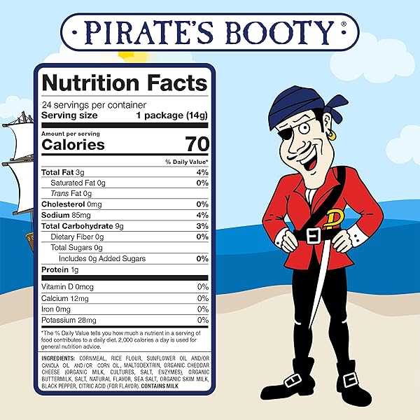 PIRATE’S BOOTY AGED WHITE CHEDDAR CHEESE PUFFS, GLUTEN-FREE, KIDS SNACKS, 0.5OZ (24CT)