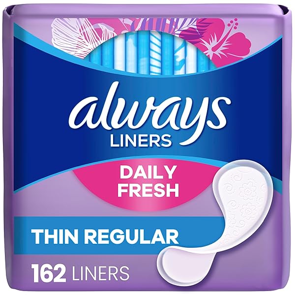 ALWAYS DAILY FRESH THIN LINERS, REGULAR ABSORBENCY, UNSCENTED PANTY LINERS, 162 COUNT