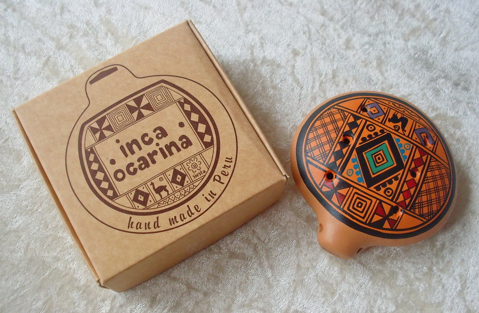 Inca Flute Ocarina, Traditional from Peru, Fairtrade Orange