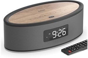 KEIID Bluetooth Clock Radio Speaker Aesthetic Design with Phenomenal Sound Quality, Built-in Sound Machine, FM Radio, USB, AUX, Dual Music/Radio Alarms