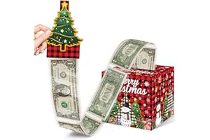 ALODR Christmas Party Gifts, Christmas Money Pull Box with Christmas Tree Card and Transparent Bags, Christmas Money Box for Cash Pull, Christmas Money Pull Box, Christmas Money Pull Box for Kids Adults