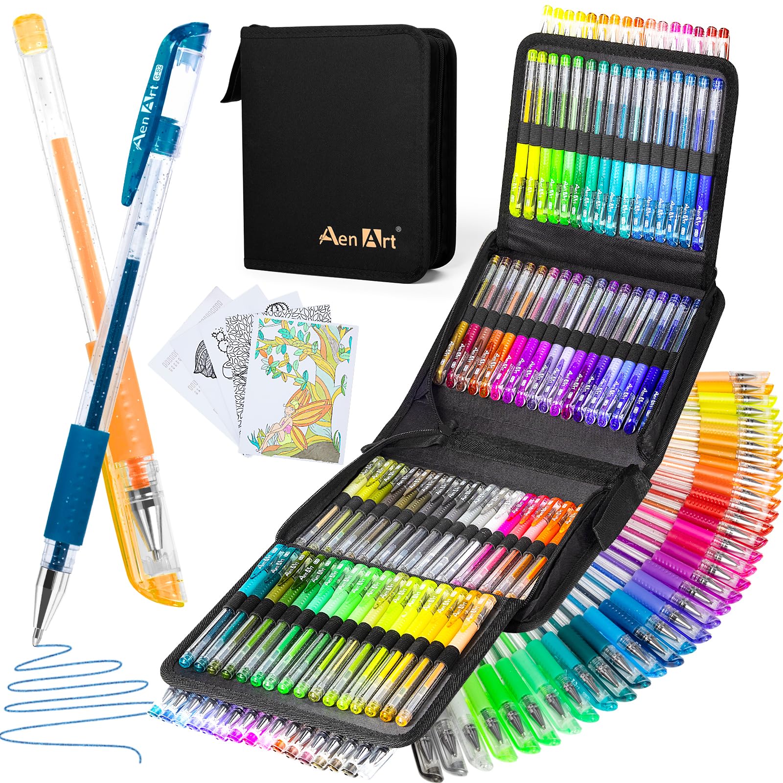 Photo 1 of ***MISSING PIECES*** Glitter Gel Pens with Case for Adult Coloring Books, 100 Color Glitter Pen Set 30% More Ink Neon Glitter Gel Marker for Journaling Crafting Doodling Drawing