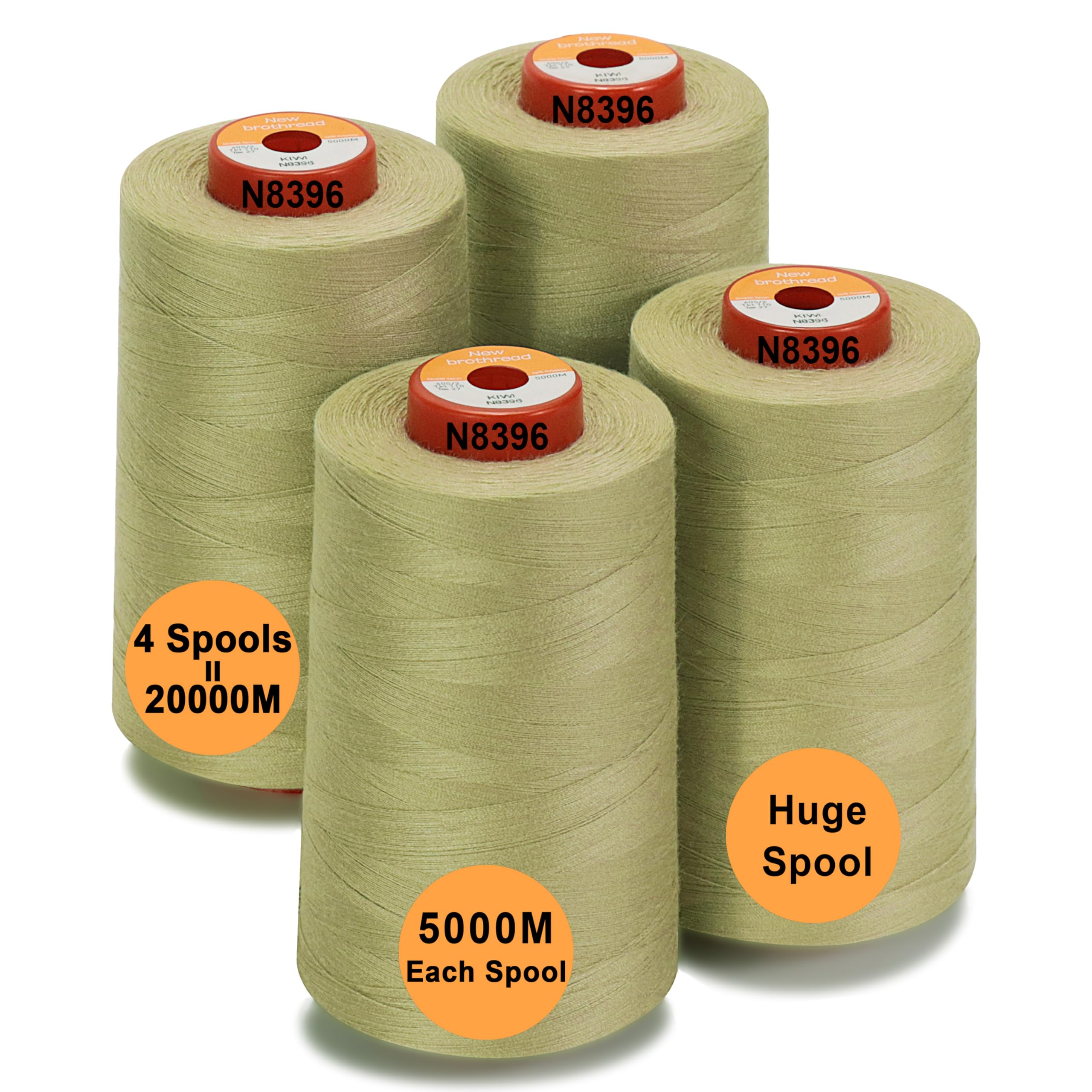 New brothread - 28 Options - 4 Large Cones of 5000M Each All Purpose Polyester Sewing Thread 40S/2 (Tex27) for Sewing, Quilting, Piecing, Serger and Overlock - Kiwi โ image 1