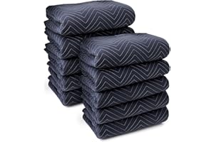 Sure-Max 10 Moving & Packing Blankets - Pro Economy - 80" x 72" (35 lb/dz weight) - Professional Quilted Shipping Furniture Pads Navy Blue and Black