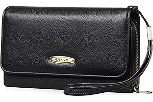 GAEKEAO Wallet for Women Clutch RFID Blocking Leather Wristlet Purse Large Capacity Credit Card Holder with Grip Hand Strap