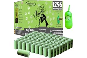 CHEFNENO Doggy Poop Bags Biodegradable with Dispenser (1296 Bags) Eco-friendly Dog Waste Pickup Bags Landfill-friendly Refill Rolls Cat Waste Bags (Green, 72 Rolls, Unscented)