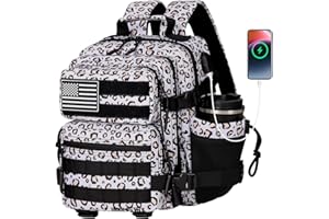 Boomistry 15L Mini Tactical Backpack Small Tactical Backpack for Women, Military Backpack for Gym, Hiking, Daily (White Leopard-15L)