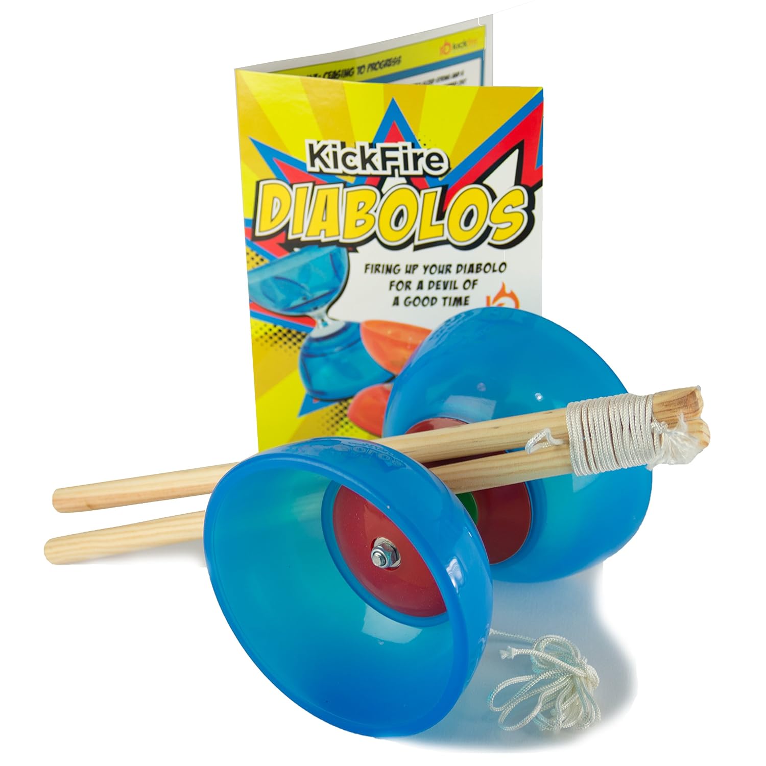 KickFire Diabolos Blue Comet Chinese YoYo Diabolo Set with Wooden