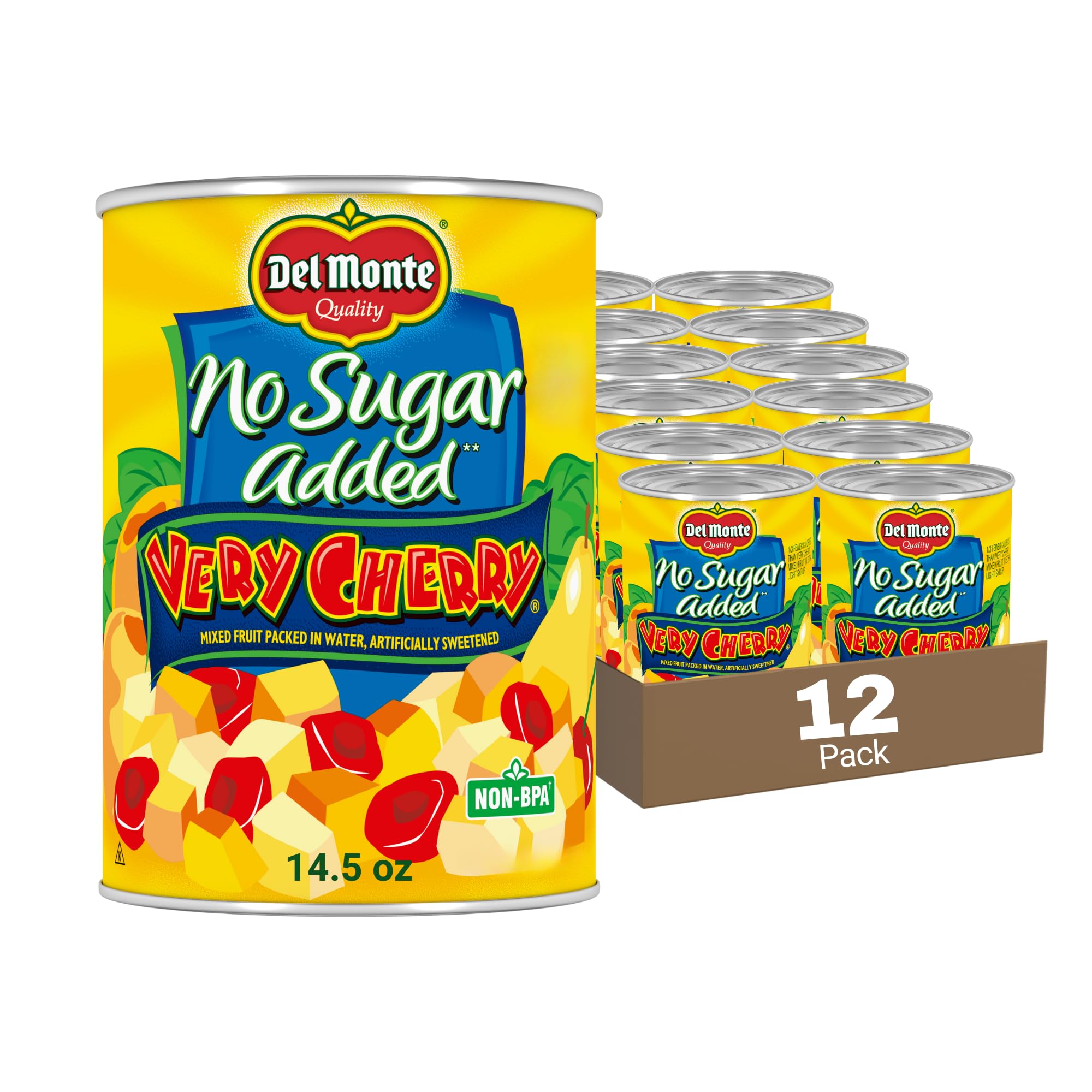 Del Monte Very Cherry No Sugar Added Mixed Fruit in Water, 14.5 oz. Can ...