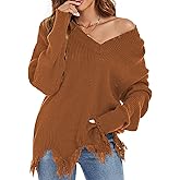 RANPHEE Womens Slouchy Long Sleeve Sweaters Fall Off The Shoulder Cute Baggy Pullover Sweater