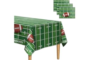 CAKKA Football Tablecloth Plastic, 3 Pack Disposable Superbowl Tablecloth, Rectangle Super Bowl Table Cloth Table Cover for Football Superbowl Party Decorations Party Favor