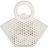 Grandxii Pearl Clutch Purse White Summer Handbag Tote Bag Evening Party Bag With Pearls For Women | Pearl, Summer, Evening Party Bag, With Pearls