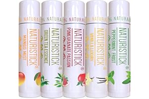 5-Pack Lip Balm Gift Set by Naturistick. Assorted Scents. 100% Natural Ingredients. Best Beeswax Chapsticks for Dry, Chapped Lips. Made in USA for Men, Women and Children