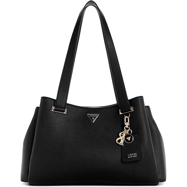 GUESS Borsa A Tracolla Sora Girlfriend Carryall In Eco-Pelle Latte Logo - Spaziosa 37x23x11,5 Cm, Con Custodia E Charm