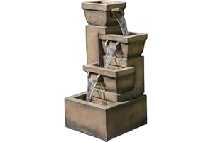 Bond Manufacturing Y98881 Ashboro 33 inch Zen Fountain, 31.97H 16.73W 16.73D, Brown