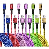 XIAWAO USB C Cable 6 Pack, Braided USB A to Type C Cord Fast Charging | USB to USB C Charger Cable for iPhone 17 16 15, Galaxy S25 S24 S23, Moto G, 6 Pack for Home, Office, Car and More