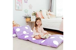 Butterfly Craze Floor Pillow Case, Mattress Bed Lounger Cover, Polka Purple, Queen Size - Cozy Seating Solution for Kids & Adults, Recliner Cushion, for Reading, TV Time (Pillow Not Included)