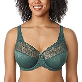 DELIMIRA Women's Plus Size Full Coverage Underwire Unlined Minimizer Lace Bra