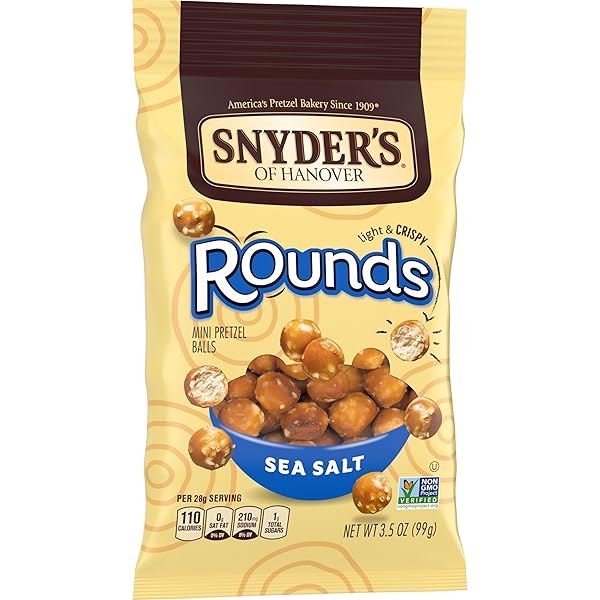 SNYDER’S OF HANOVER PRETZELS, ROUNDS, SEA SALT, 3.5 OZ